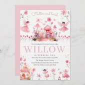 Magical Fairy Invitation for Birthday Tea Party  Kaart (Voorkant / Achterkant)