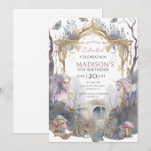 Magical Fairy Pixie Fairytale 5th Birthday Party Kaart (Voorkant / Achterkant)