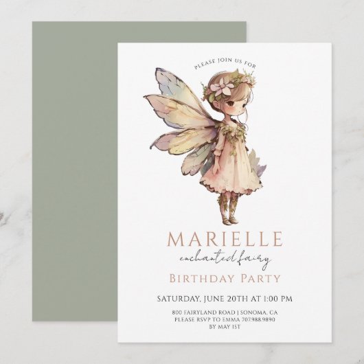 Magical Fairy Pixie Fairytale Birthday Party Kaart (Voorkant / Achterkant)