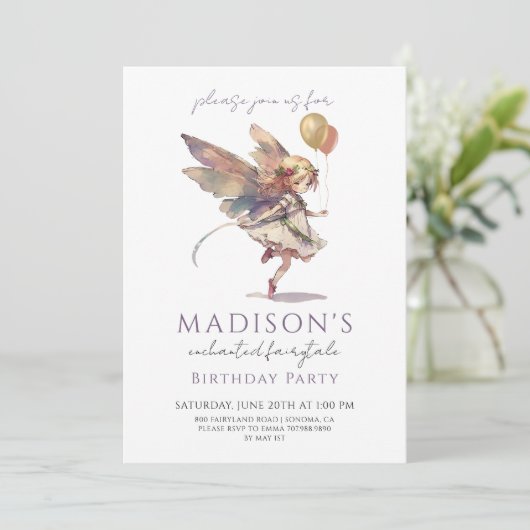 Magical Fairy Pixie Fairytale Birthday Party Kaart (Staand voorkant)