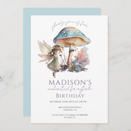 Magical Fairy Pixie Fairytale Birthday Party Kaart (Voorkant / Achterkant)