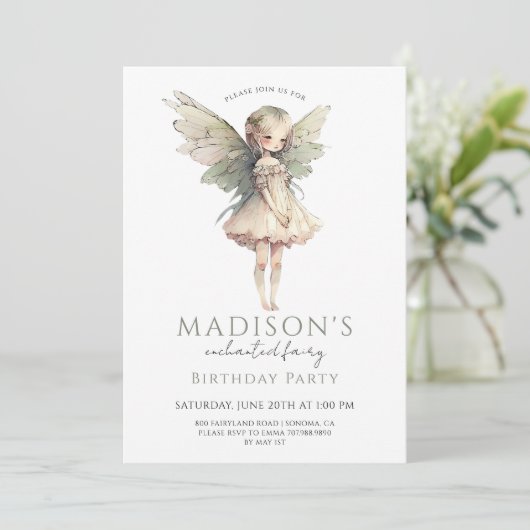 Magical Fairy Pixie Fairytale Birthday Party Kaart (Staand voorkant)