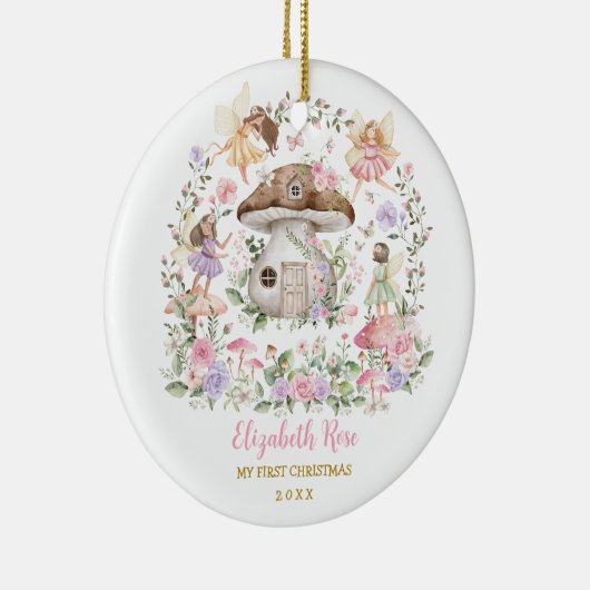Magical Fairy Princess Girl Baby 1e Kerstdag Keramisch Ornament (Rechts)