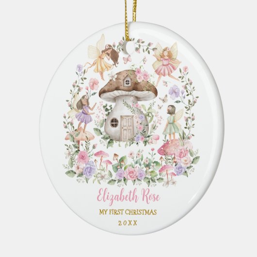 Magical Fairy Princess Girl Baby 1e Kerstdag Keramisch Ornament (Links)