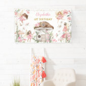 Magical Fairy Princess Pink Bloemenmeisje Birthday Spandoek (Insitu)