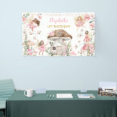 Magical Fairy Princess Pink Bloemenmeisje Birthday Spandoek (Beurs)