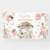 Magical Fairy Princess Pink Bloemenmeisje Birthday Spandoek (Horizontaal)