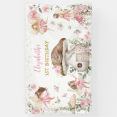 Magical Fairy Princess Pink Bloemenmeisje Birthday Spandoek (Verticaal)