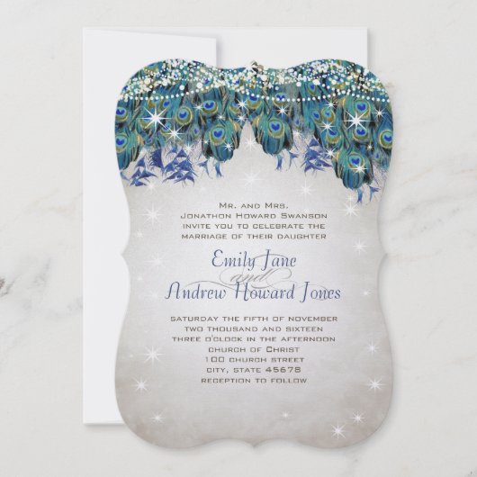 Magical Fairy Tale Lights Navy Turquoise Peacock Kaart (Voorkant)