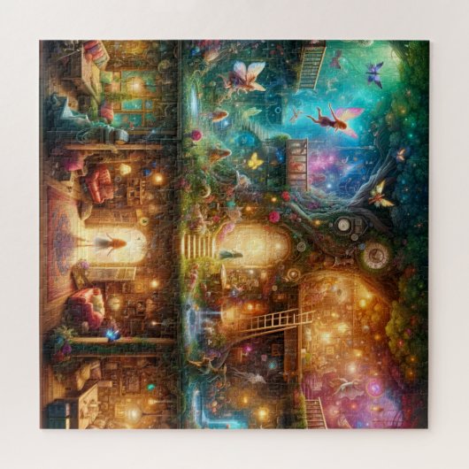 Magical Fairy Treehouse Enchanted Fantasy Home Legpuzzel (Horizontaal)