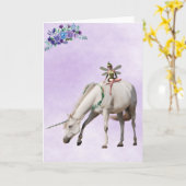 Magical Fairy Unicorn Paars Black Greeting Note Kaart (Gele Bloem)