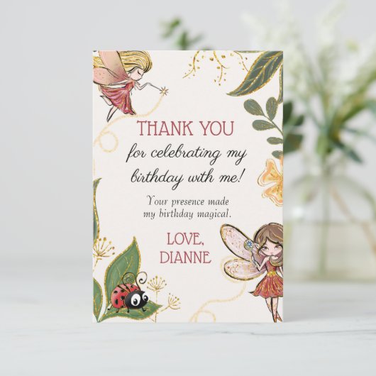 Magical Fairy Verjaardag Bedankt Card (Staand voorkant)