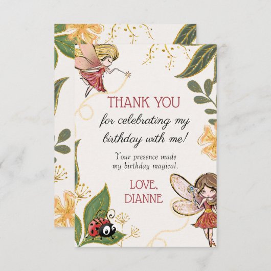 Magical Fairy Verjaardag Bedankt Card (Voorkant / Achterkant)