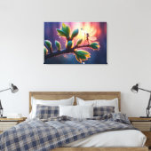 Magical fairy with dewdrop lantern on the branch canvas afdruk (Insitu (Slaapkamer))