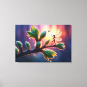 Magical fairy with dewdrop lantern on the branch canvas afdruk (Voorkant)