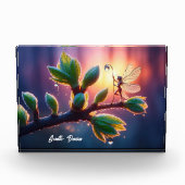 Magical fairy with dewdrop lantern on the branch fotoblokken (Voorkant)