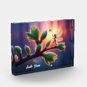 Magical fairy with dewdrop lantern on the branch fotoblokken (Links)