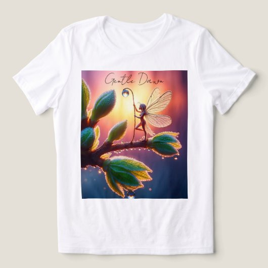 Magical fairy with dewdrop lantern on the branch Tri-Blend shirt (Design voorkant)