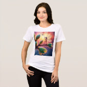 Magical fairy with dewdrop lantern on the branch Tri-Blend shirt (Voorkant volledig)