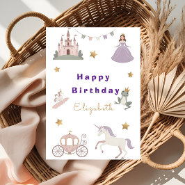 Magical Fairytale Castle Baby Girl Birthday Card Kaart
