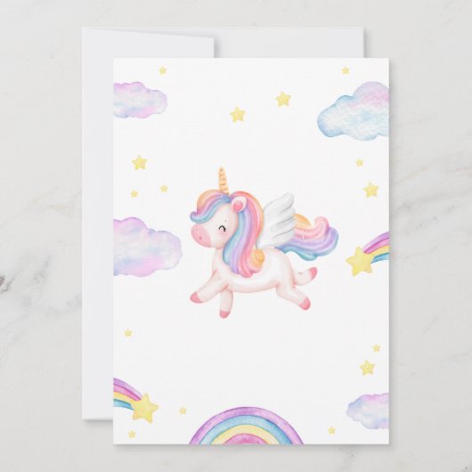 Magical Fairytale Unicorn Rainbow Clouds Kaart (Achterkant)