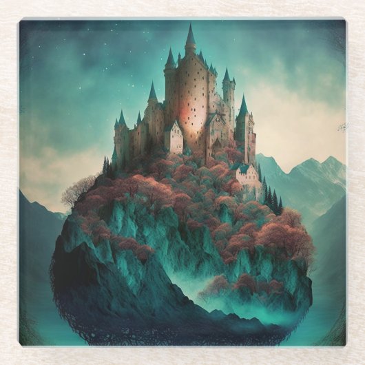Magical Fantasy Castle Glazen Onderzetter (Voorkant)