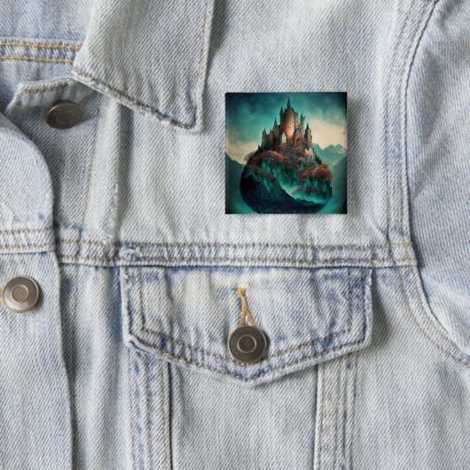 Magical Fantasy Castle Vierkante Button 5,1 Cm (In situ)