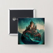 Magical Fantasy Castle Vierkante Button 5,1 Cm (Voorkant /achterkant)
