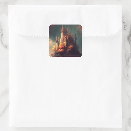 Magical Fantasy Castle Vierkante Sticker (Tas)