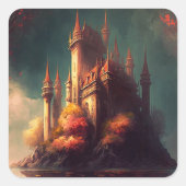 Magical Fantasy Castle Vierkante Sticker (Voorkant)