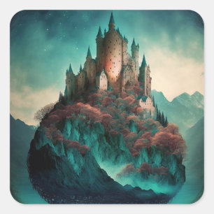 Magical Fantasy Castle Vierkante Sticker