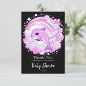 Magical Fantasy Dolphin Baby shower Bedankkaart (Staand voorkant)