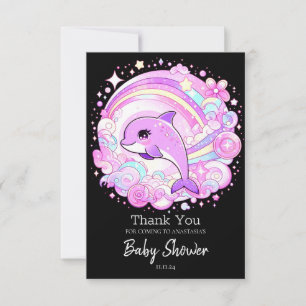 Magical Fantasy Dolphin Baby shower Bedankkaart