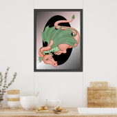 Magical Fantasy Dragon Resting Poster (Keuken)