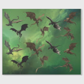 Magical Fantasy Dragon Serpent Flying Galaxy Cadeaupapier (Vlak)