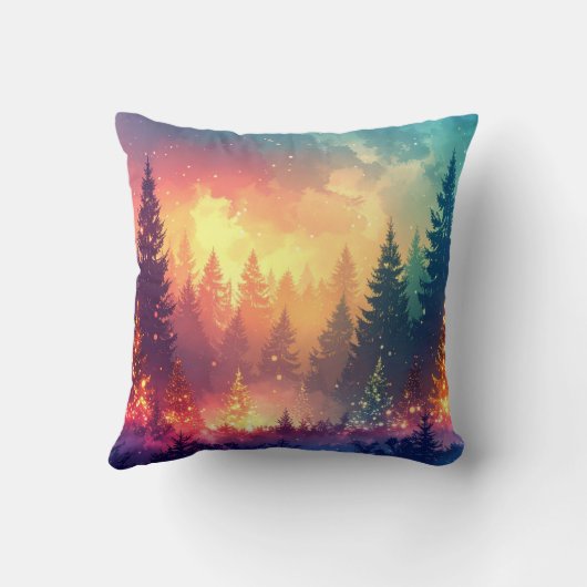 Magical fantasy forest with shining Christmas ligh Kussen (Achterkant)