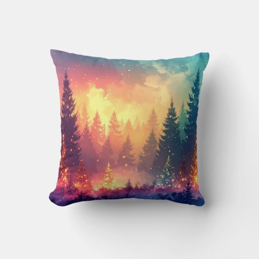 Magical fantasy forest with shining Christmas ligh Kussen (Voorkant)