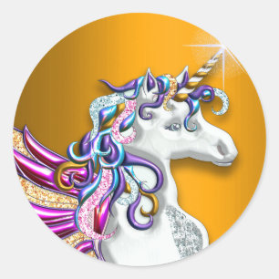Magical Fantasy Golden Unicorn Ronde Sticker