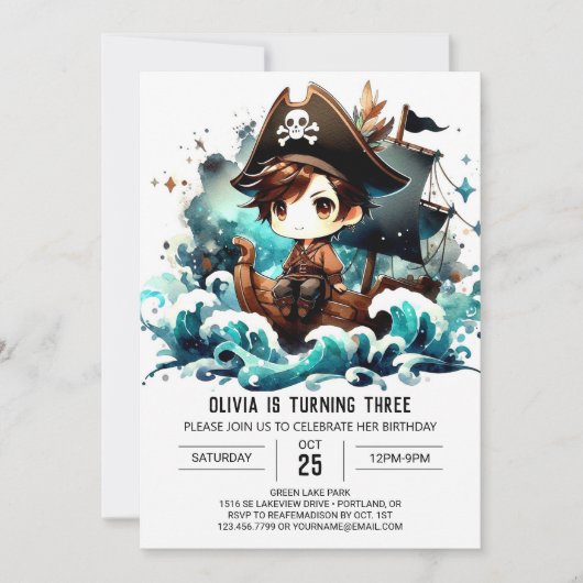 Magical Fantasy Pirate Verjaardag Kaart (Voorkant)