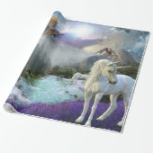 Magical Fantasy Unicorn Drakenlandschap Cadeaupapier (Uitgerold)