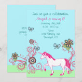 Magical Fantasy Unicorn Girl's verjaardagsuitnodig Kaart (Voorkant / Achterkant)