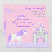 Magical Fantasy Unicorn Girl's verjaardagsuitnodig Kaart (Voorkant / Achterkant)