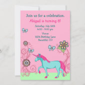 Magical Fantasy Unicorn Girl's verjaardagsuitnodig Kaart (Voorkant)