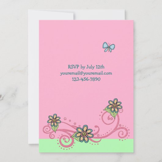 Magical Fantasy Unicorn Girl's verjaardagsuitnodig Kaart (Achterkant)