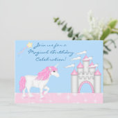 Magical Fantasy Unicorn Girl's verjaardagsuitnodig Kaart (Staand voorkant)