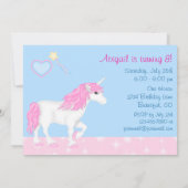 Magical Fantasy Unicorn Girl's verjaardagsuitnodig Kaart (Achterkant)