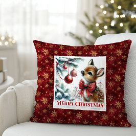 Magical festive scene baby fawn Christmas pillow  Kussen