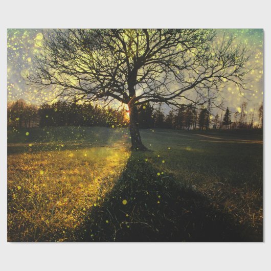 Magical fireflies dreamy landscape cadeaupapier (Vlak)