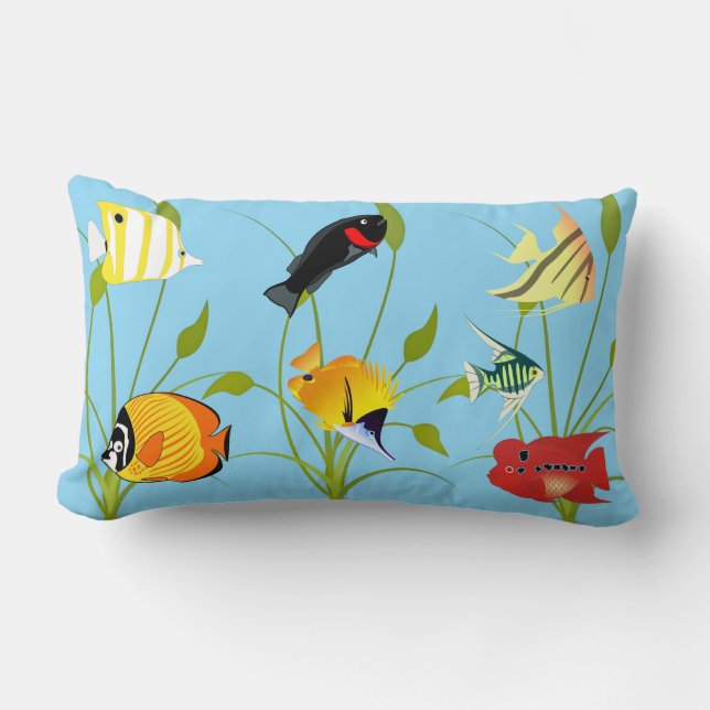 Magical Fish and Plants Ocean Lumbar Pillow Kussen (Voorkant)