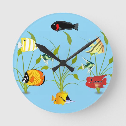 Magical Fish and Plants Ocean Round Clock Ronde Klok (Voorkant)